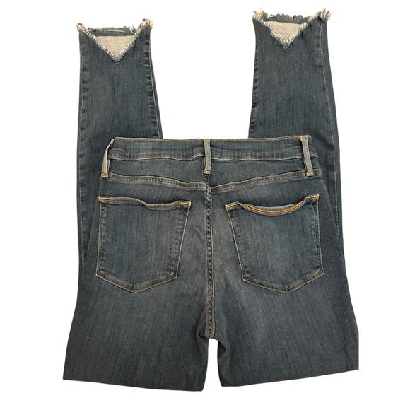 Frame Lehigh Skinny Medium Wash Shark Bite Raw Hem 26 - Picture 3 of 8
